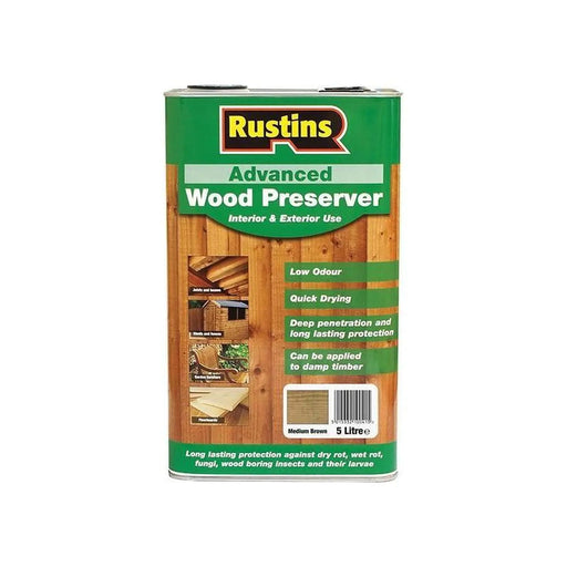 Rustins Advanced Wood Preserver Mid Brown 5 litre