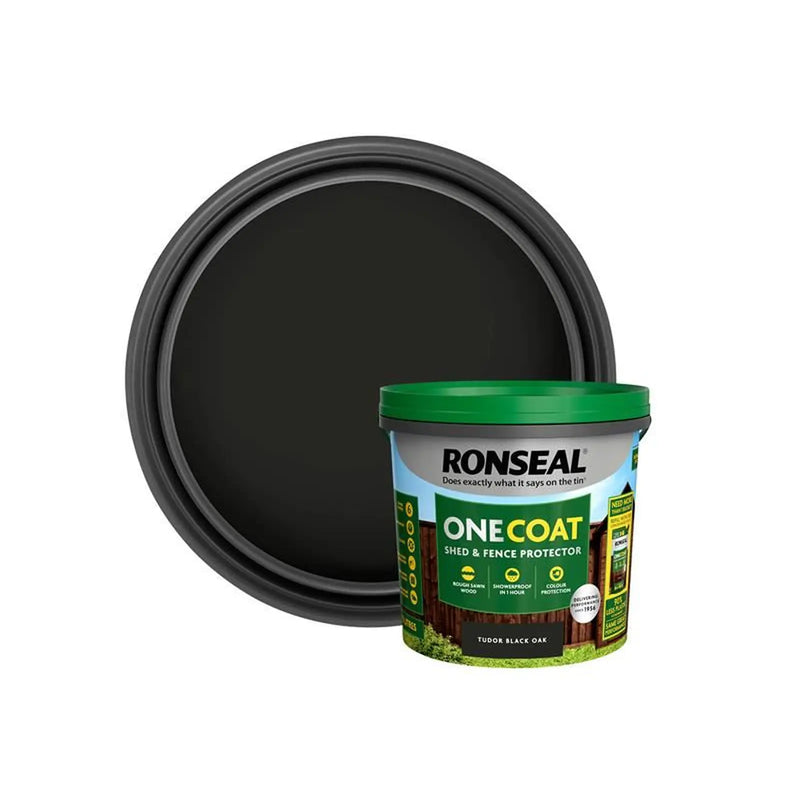 Ronseal One Coat Shed & Fence Protection Tudor Black Oak 5 litre