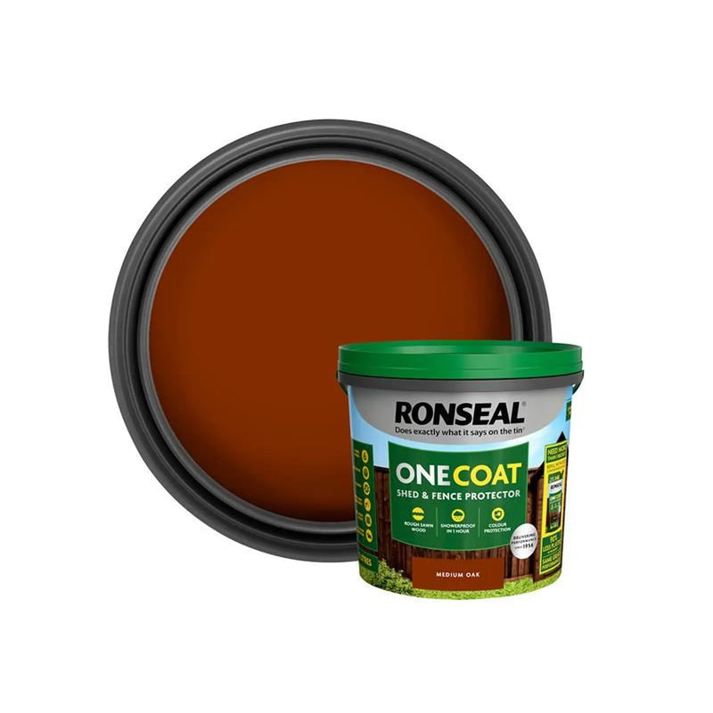 Ronseal One Coat Shed & Fence Protection Medium Oak 5 litre