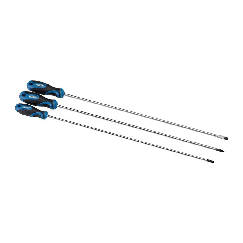 Draper 32603 Extra Long Reach Soft Grip Screwdriver Set, 450mm (3 Piece)