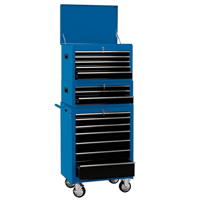 Draper 04593 Draper Expert Combination Roller Cabinet and Tool Chest, 15 Drawer, 26", Blue