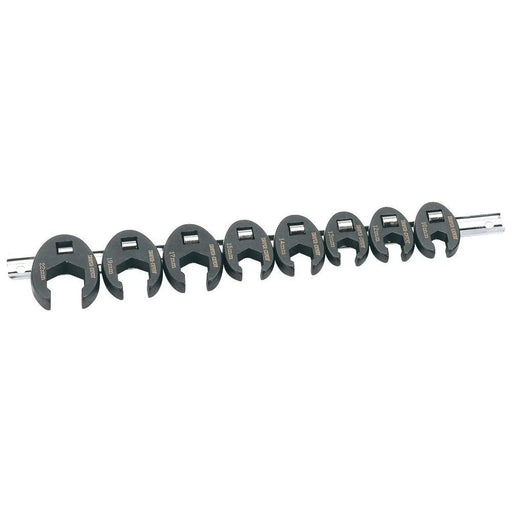 Draper 61034 Draper Expert Metric Crow Foot Spanner Set on a Metal Rail, 3/8" Sq. Dr. (8 Piece)