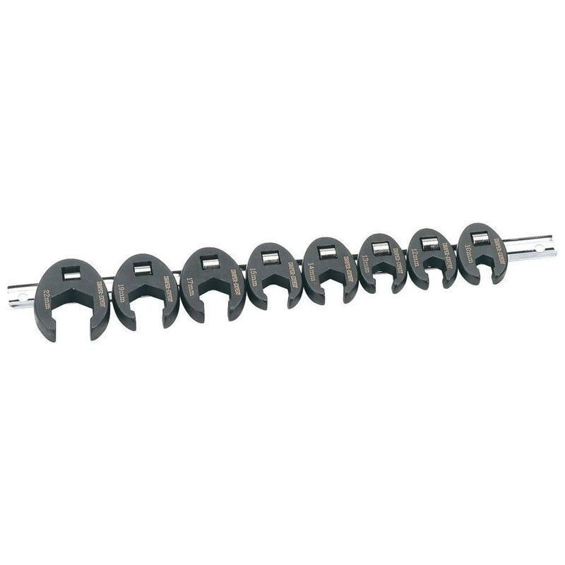 Draper 61034 Draper Expert Metric Crow Foot Spanner Set on a Metal Rail, 3/8" Sq. Dr. (8 Piece)