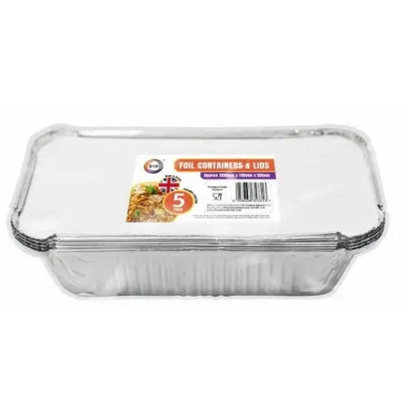 DID 5 pk Foil Containers With Lids 200x 110 x 50mm
