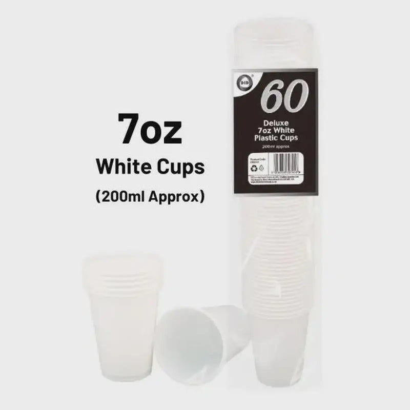 DID 60 Deluxe 7Oz White  Plastic Cups 200Ml