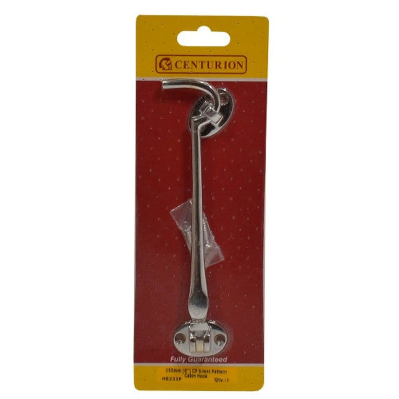 centurion Silent Pattern Brass Cabin Hooks, Polished Chrome, 150mm