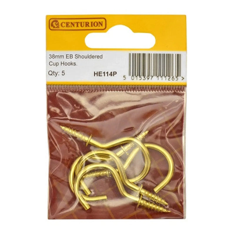 centurion 38mm EB Shouldered Cup Hooks (Pack of 5)