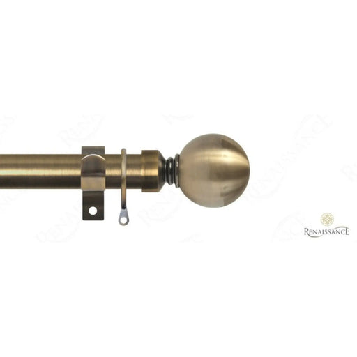RENAISSANCE Ext 28 Curtain Pole Antique Brass 120-210cm