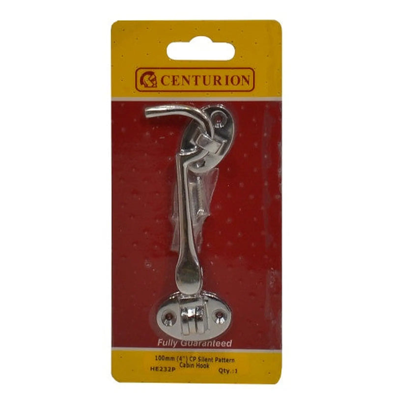 centurion Silent Pattern Brass Cabin Hooks, Polished Chrome, 100mm