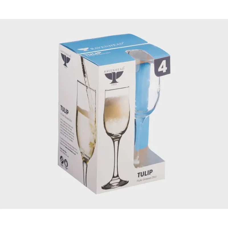 RAVENHEAD 4 Tulip Flute Glasses 20Cl