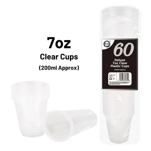 DID 60 Clear Plastic Cups 7Oz