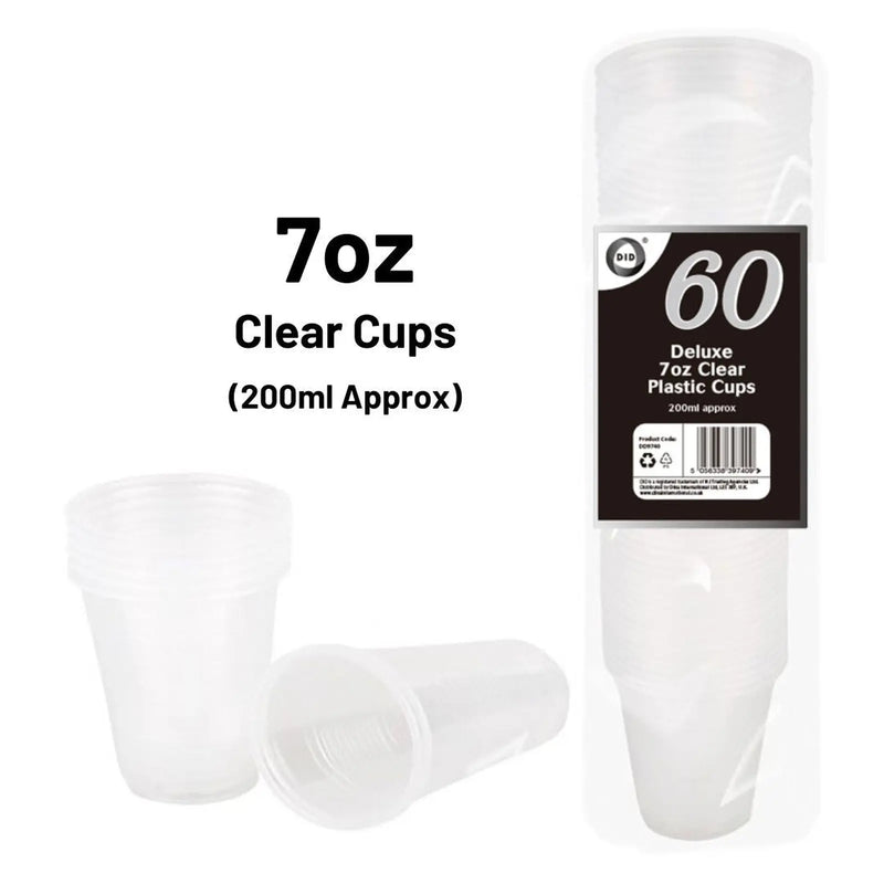 DID 60 Clear Plastic Cups 7Oz