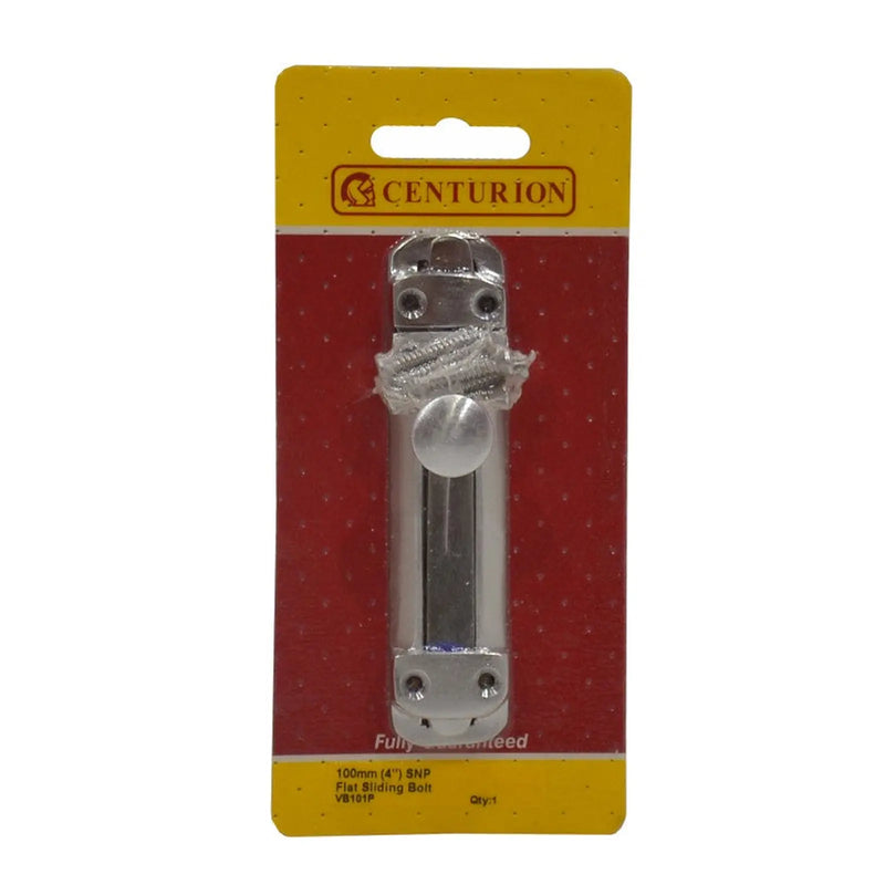 centurion Flat Slide Bolt, Satin Nickel, 100mm