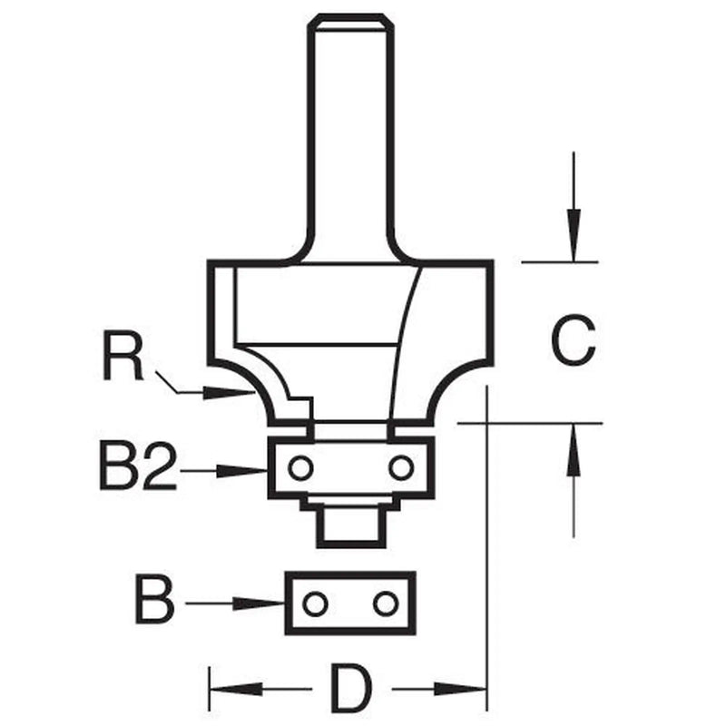centurion Trend C075AX1/4TC Rounding Over Router Bit 6mm Radius