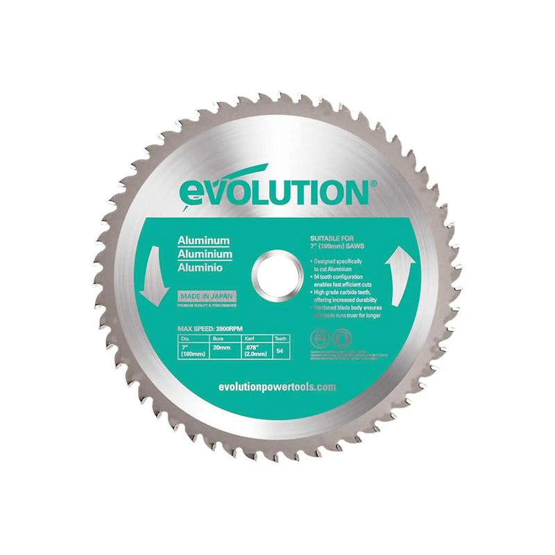 Evolution - Aluminium Cutting Circular Saw Blade 180 x 20mm x 54T