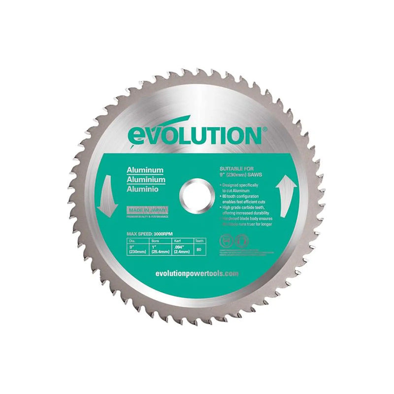 Evolution - Aluminium Cutting Mitre Saw Blade 230 x 25.4mm x 80T