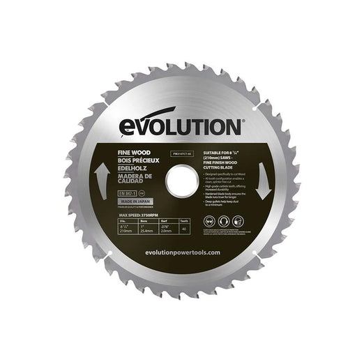 Evolution - Fine Wood Mitre/Table Saw Blade 210 x 25.4mm x 40T