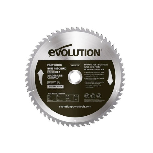 Evolution - Fine Wood Mitre/Table Saw Blade 255 x 25.4mm x 60T