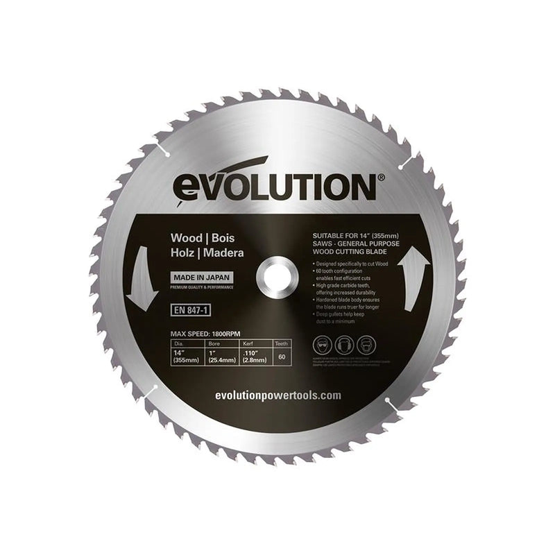 Evolution - Wood Cutting Circular Saw Blade 355 x 2.8 x 25.4mm x 60T