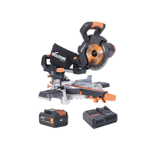 Evolution - R185SMS-Li EXT Sliding Mitre Saw 18V 1 x 4.0Ah Li-ion