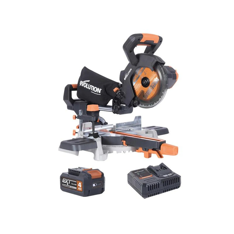 Evolution - R185SMS-Li EXT Sliding Mitre Saw 18V 1 x 4.0Ah Li-ion