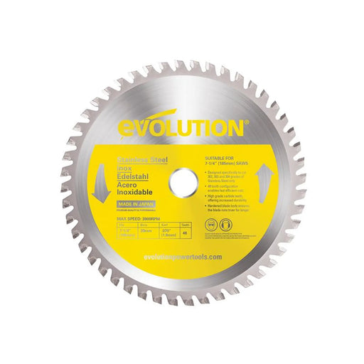 Evolution - Stainless Steel Cutting Circular Saw Blade 185 x 20mm x 48T