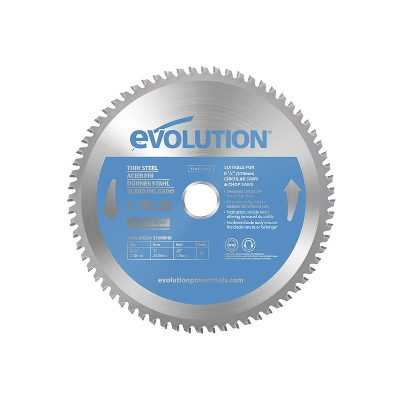 Evolution - Thin Steel Cutting Circular Saw Blade 210 x 25.4 x 68T
