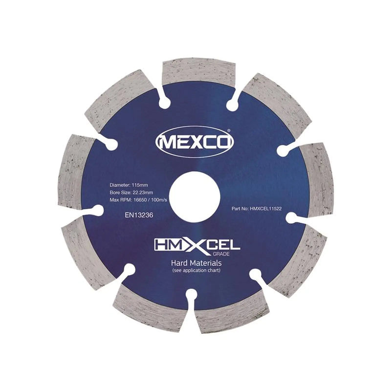 MEXCO - XCEL Grade Hard Materials Diamond Blade 115 x 22mm