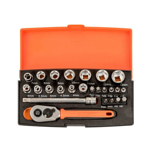 Bahco SL25 1/4in Drive Socket Set, 25 Piece