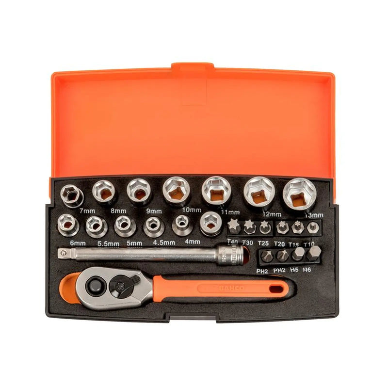 Bahco SL25 1/4in Drive Socket Set, 25 Piece