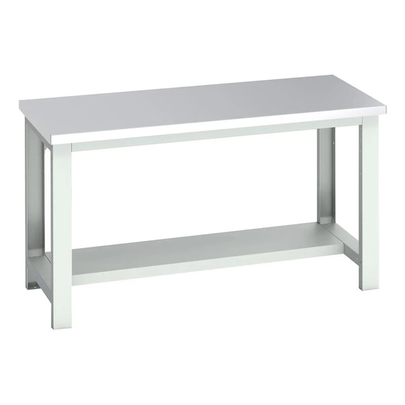 Bott Cubio Bench with Half Shelf, Stainless Steel Clad Top 1500 x 750mm