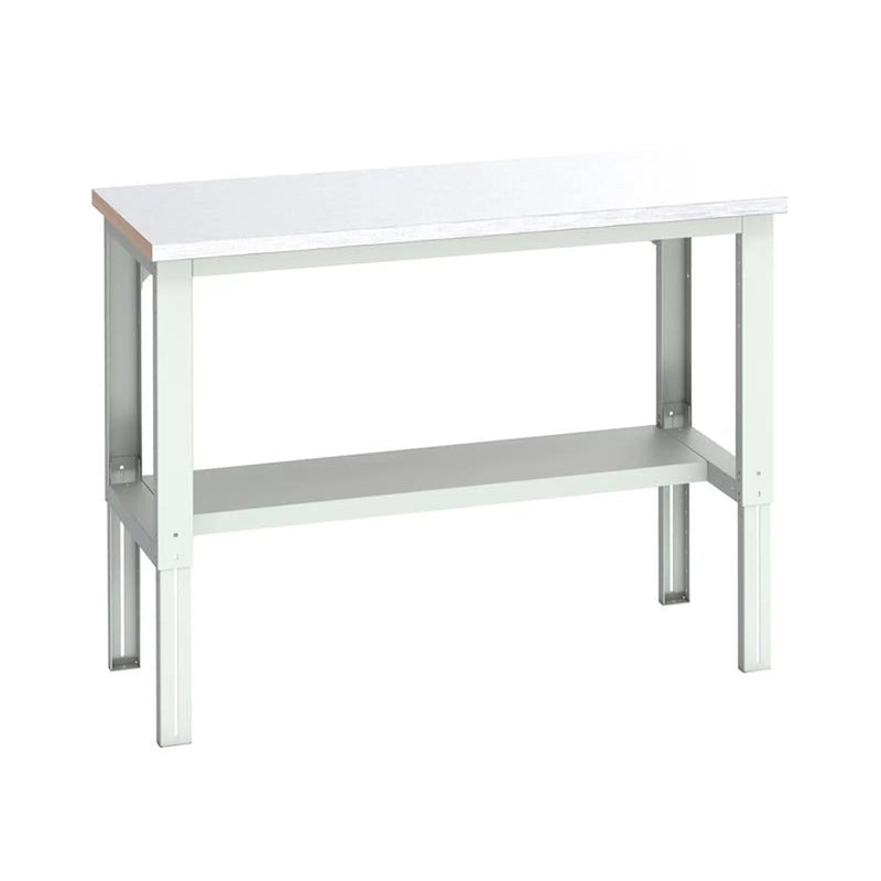 Bott Cubio Adjustable Bench with Half Shelf, Steel Clad Top 1500 x 750mm