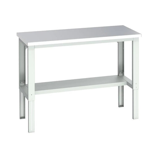 Bott Cubio Adjustable Bench with Half Shelf, Stainless Steel Clad Top 1500 x 750mm