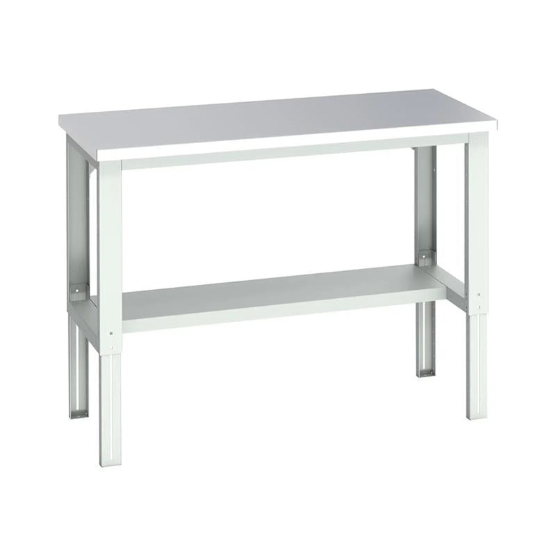 Bott Cubio Adjustable Bench with Half Shelf, Stainless Steel Clad Top 1500 x 750mm