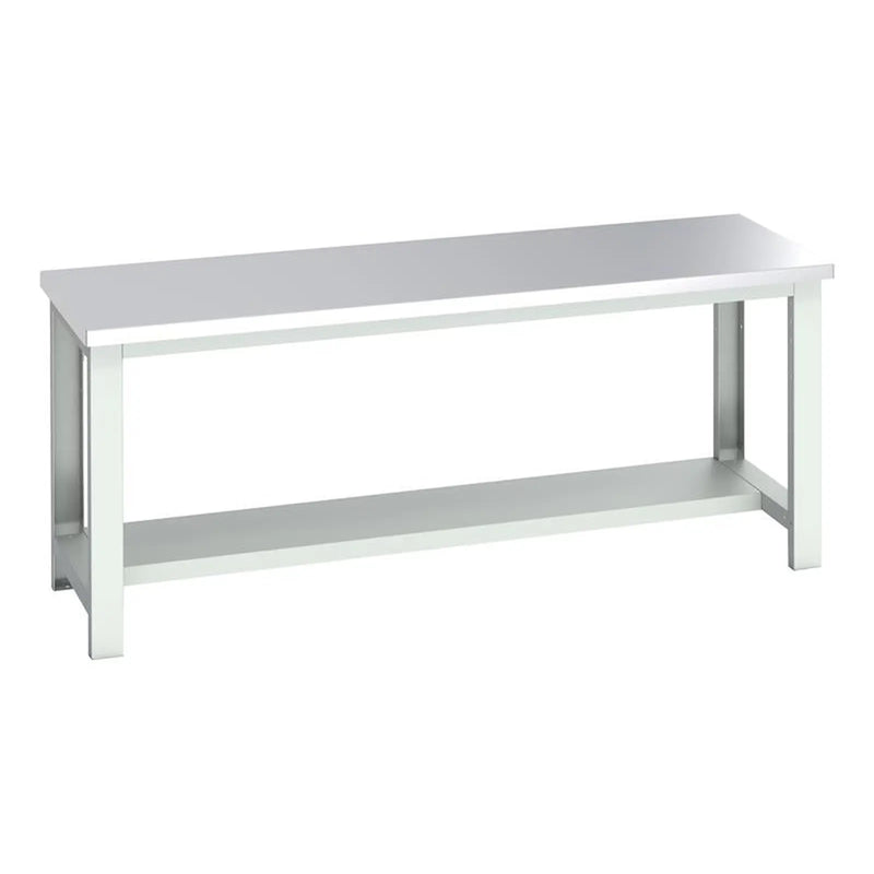 Bott Cubio Bench with Half Shelf, Stainless Steel Clad Top 2000 x 750mm