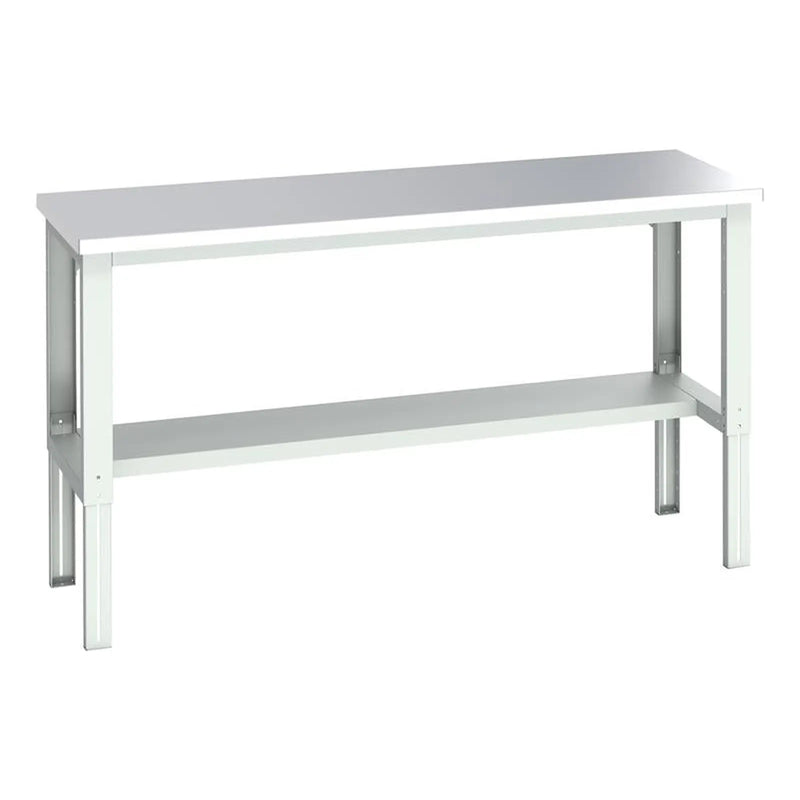 Bott Cubio Adjustable Bench with Half Shelf, Stainless Steel Top 2000 x 750mm
