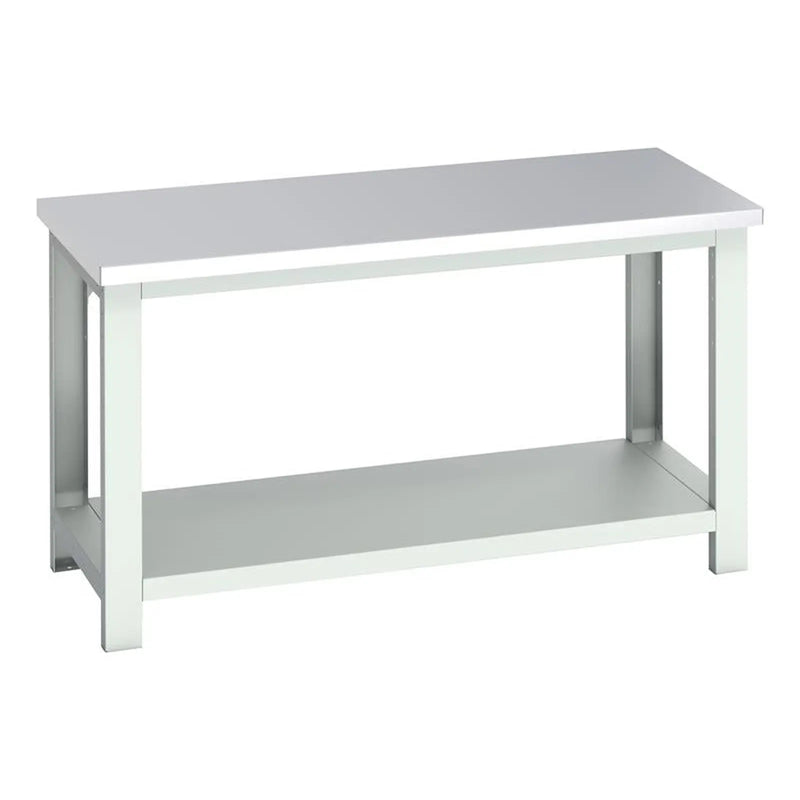 Bott Cubio Bench with Shelf, Stainless Steel Clad Top 1500 x 750mm