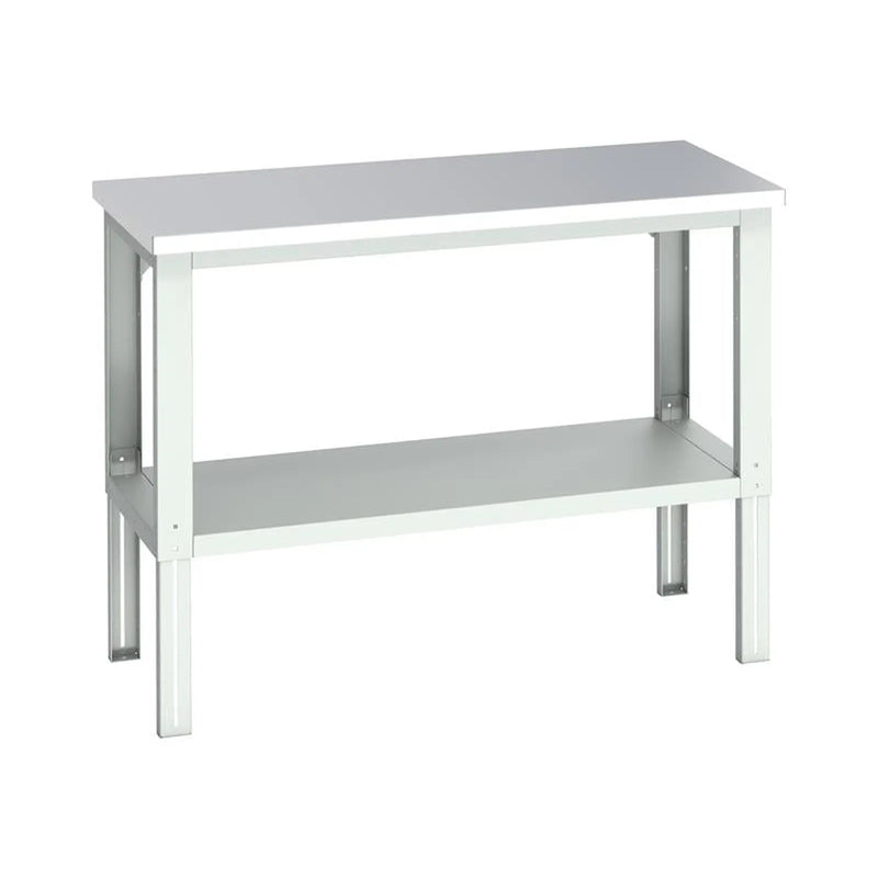 Bott Cubio Adjustable Bench with Shelf, Stainless Steel Clad Top 1500 x 750mm