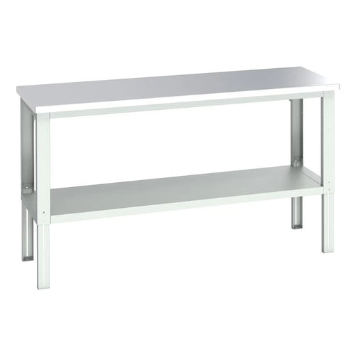 Bott Cubio Adjustable Bench with Shelf, Stainless Steel Clad Top 2000 x 750mm
