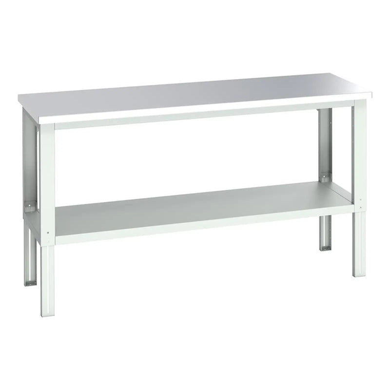 Bott Cubio Adjustable Bench with Shelf, Stainless Steel Clad Top 2000 x 750mm
