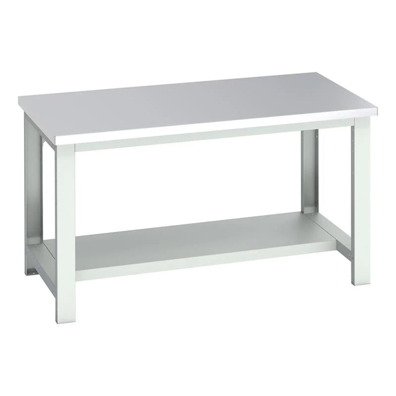 Bott Cubio Bench with Half Shelf, Stainless Steel Clad Top 1500 x 900mm