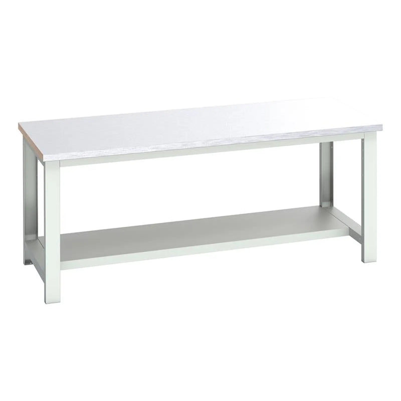 Bott Cubio Bench with Half Shelf, Steel Clad Top 2000 x 900mm