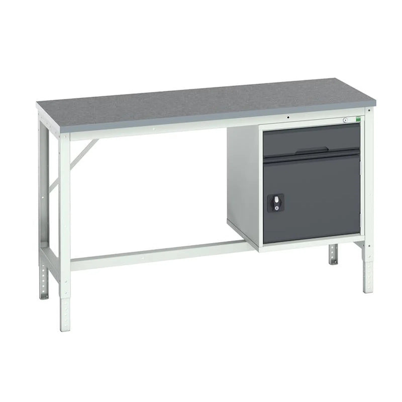 Bott Verso Bench with Cupboard + Drawer, Lino Top 1500 x 600mm