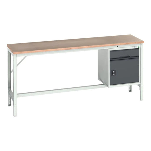 Bott Verso Bench with Cupboard + Drawer, mpx Top 2000 x 600mm