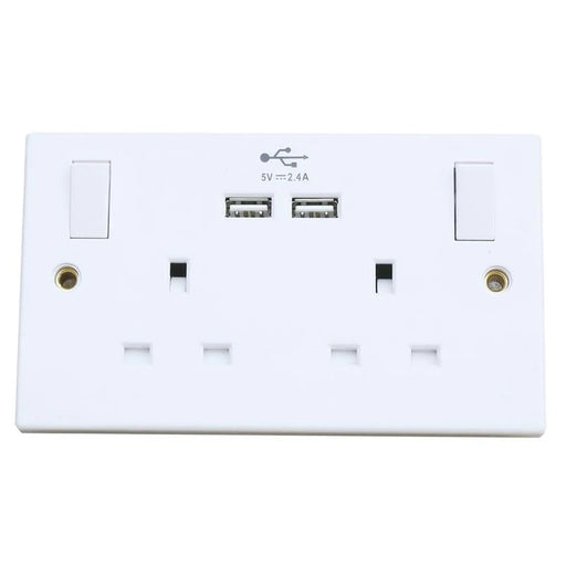 Dencon Switched Socket 2-Gang + 2 USB Ports 13A