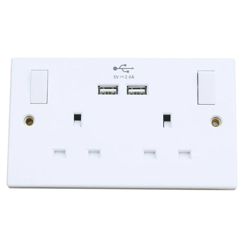 Dencon Switched Socket 2-Gang + 2 USB Ports 13A