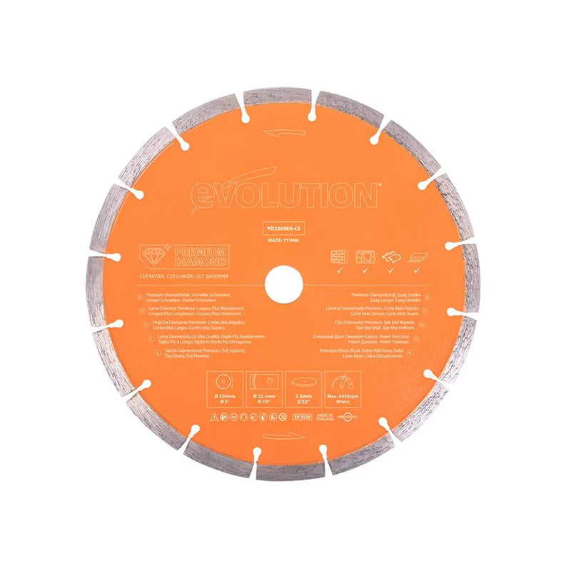 Evolution Premium Diamond Disc Cutter Blade 230 x 22.2mm