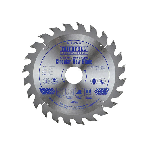 Faithfull TCT Circular Saw Blade 180 x 30mm x 24T POS
