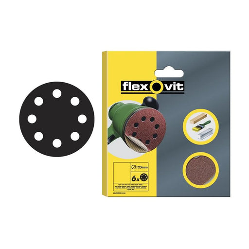Flexovit Hook & Loop Sanding Disc 125mm Fine 120G (Pack 6)