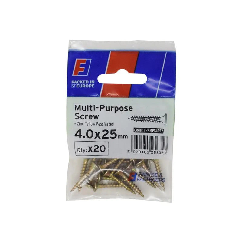 ForgeFix Multi-Purpose Pozi Screw CSK ST ZYP 4.0 x 25mm ForgePack 20